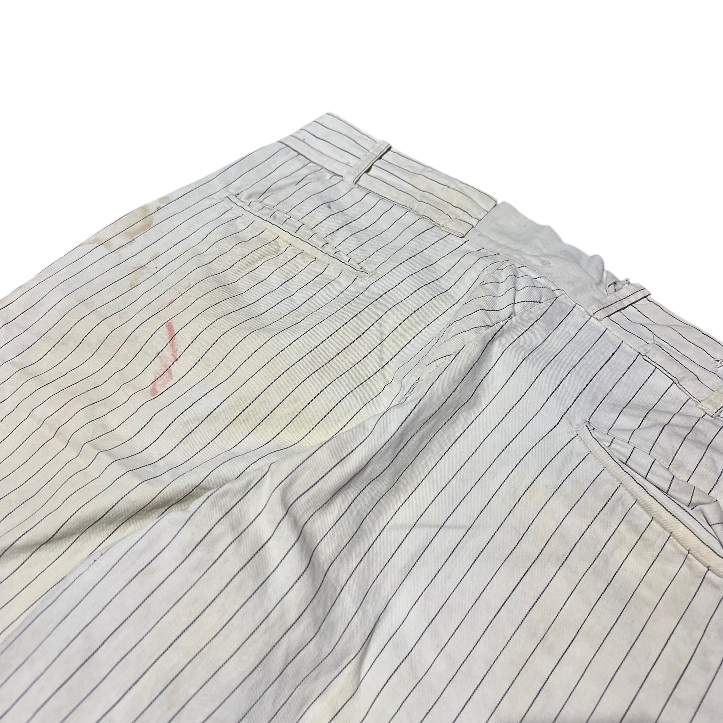 1930s Hapgrade metal button fly white striped work pants (36w)