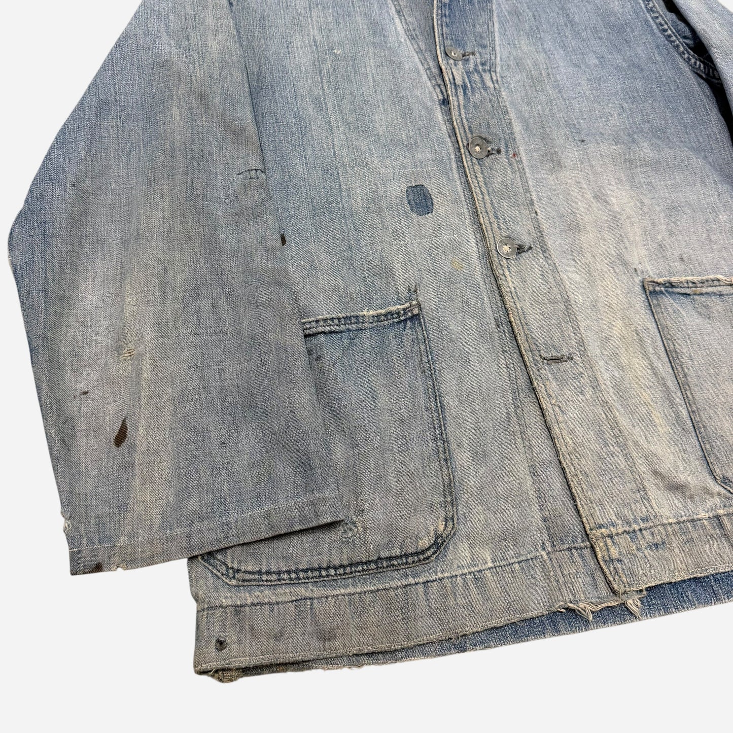 1940s USN denim shawl collar zinc button jacket (M)