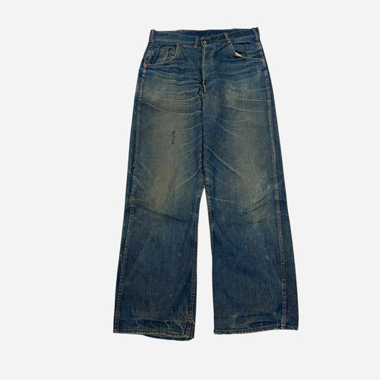 1940s Dark wash ghost buckle back donut button fly jeans (29w)