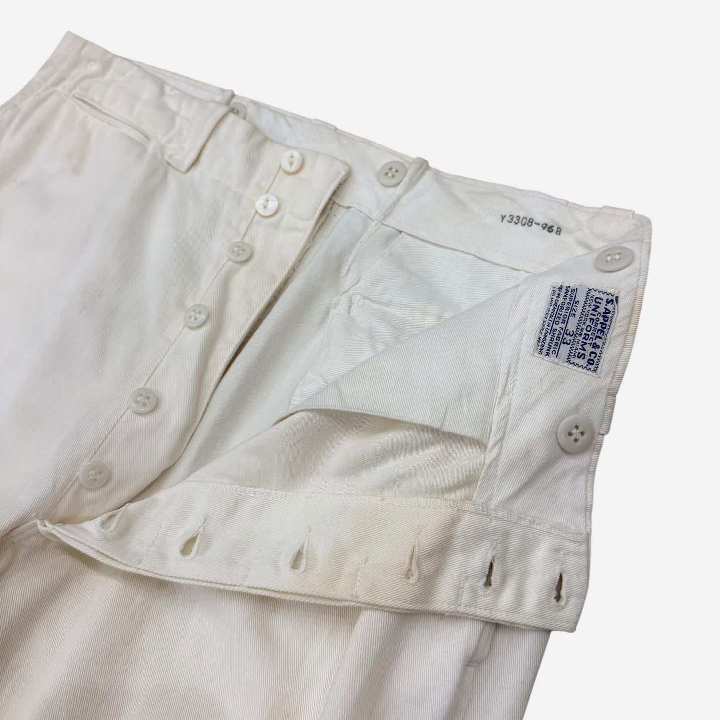 1940s US Navy white cotton double button pants (32w)