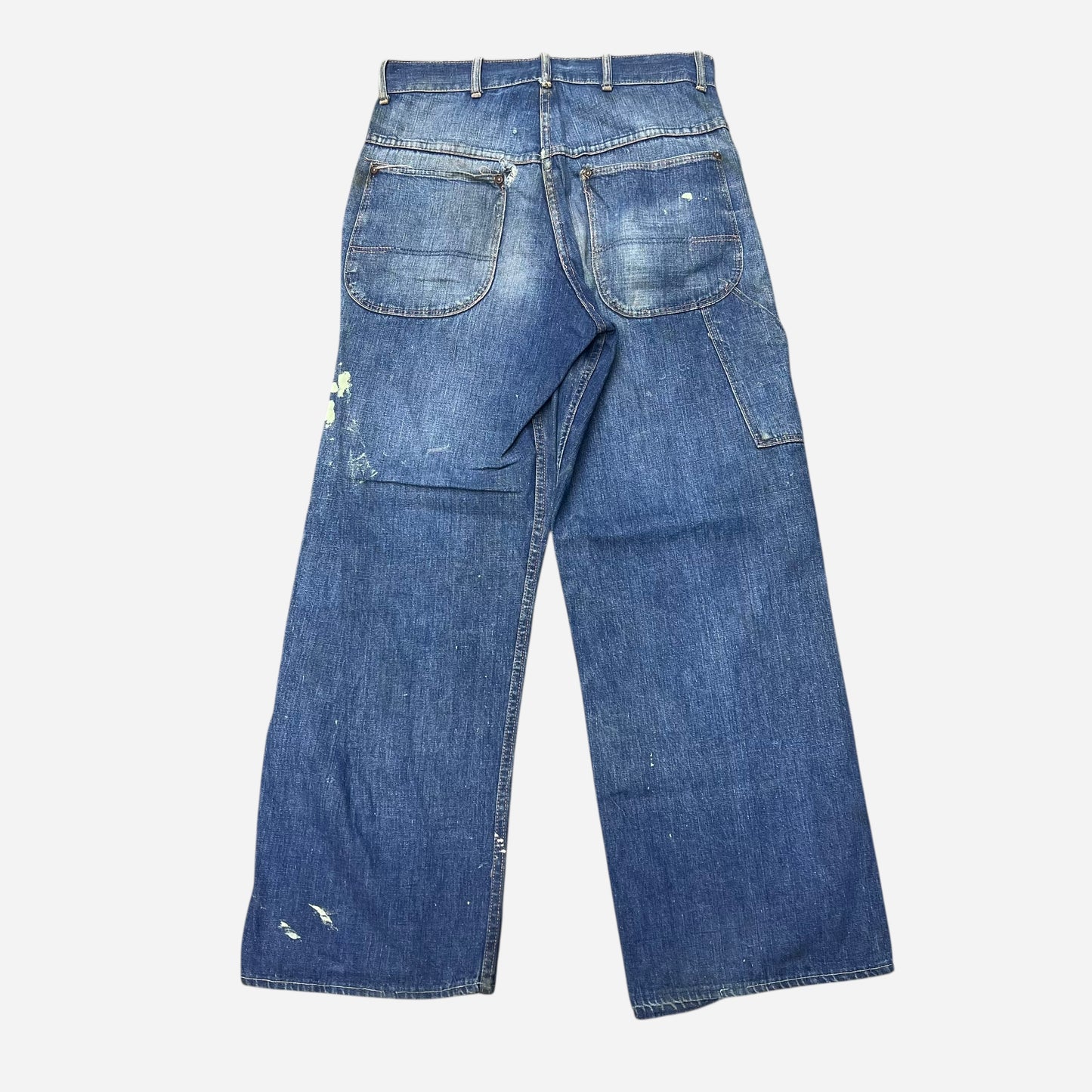 1930s 1940s Unbranded donut button fly denim painter jeans (29w)