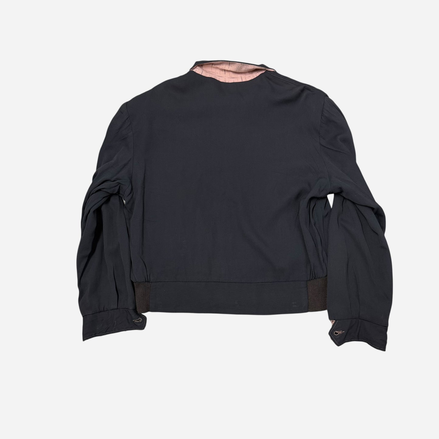 1940s Montgomery Ward pink/gray fleck cotton/rayon reversible ricky jacket (M/L)