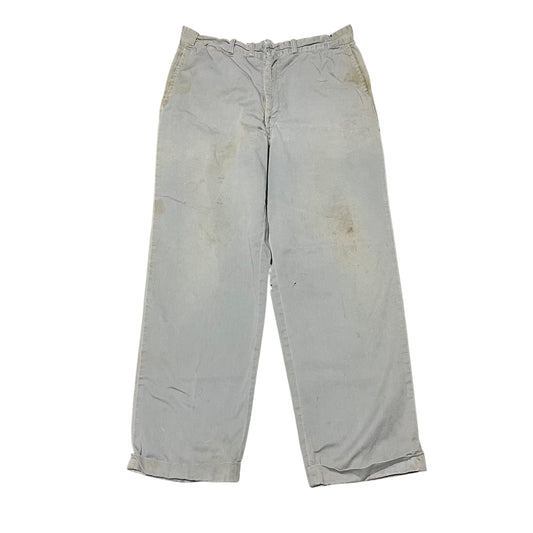 1950s Gray sail cloth khaki chino work pants (34w)