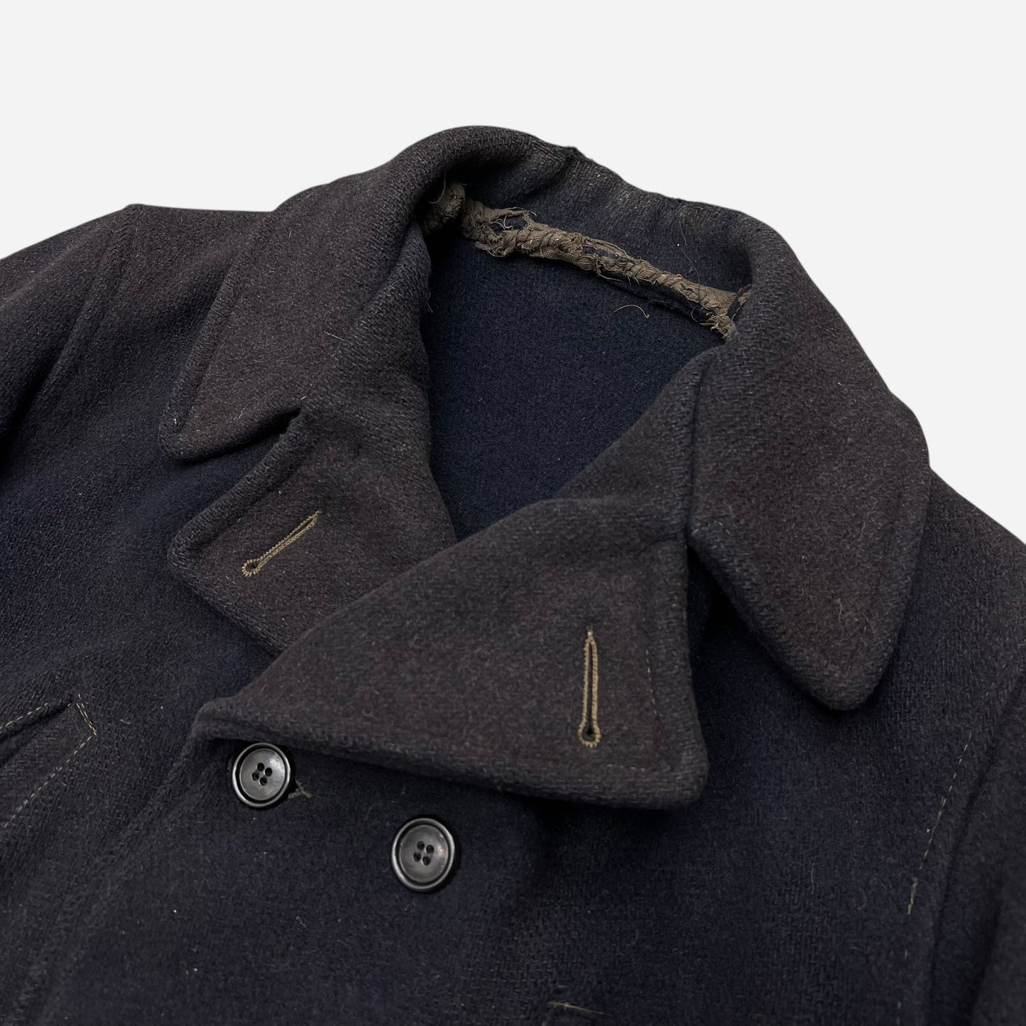 1930s Sun faded navy/black double breasted wool peacoat (M)