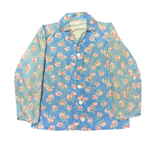 1930s Women’s floral cotton farm work shirt (M)