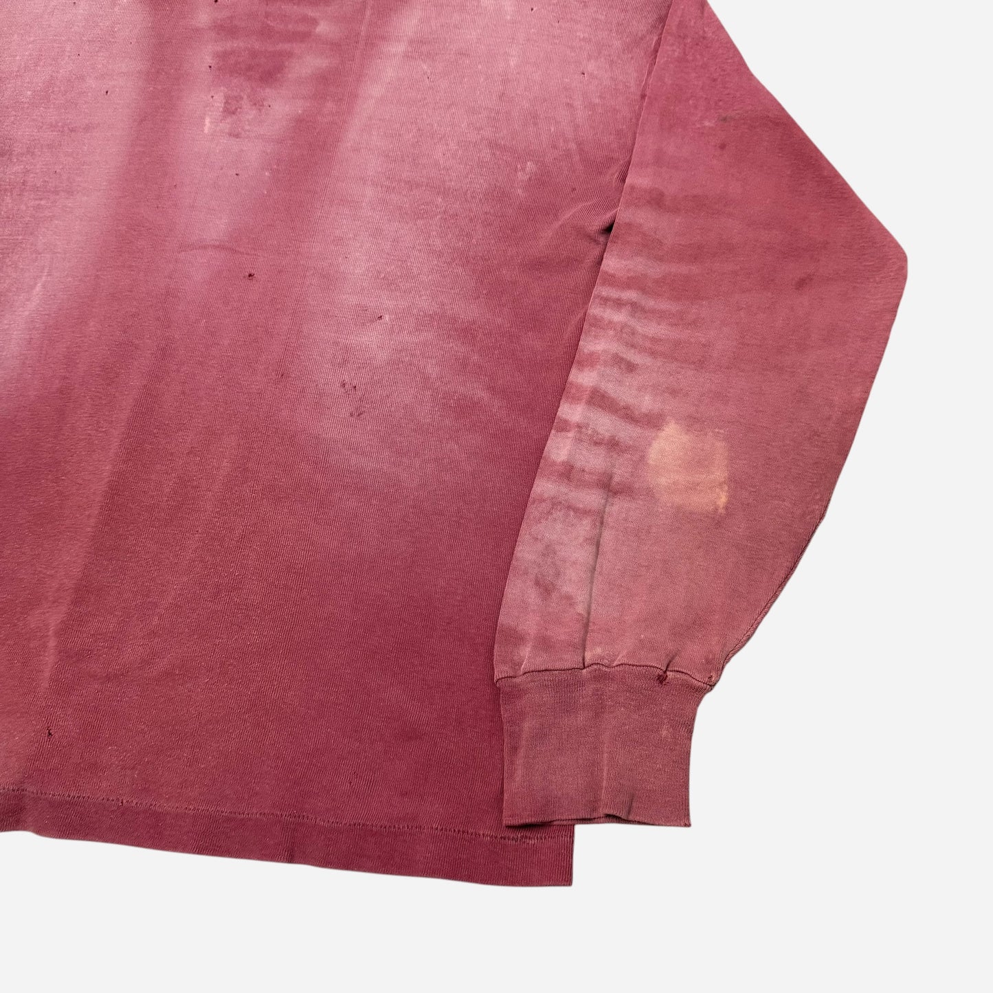 1940s Red sun faded farmer overall strap fade mock neck cotton shirt (L)