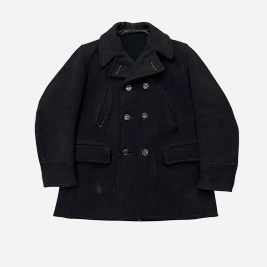 1930s Sun faded navy/black double breasted wool peacoat (M)