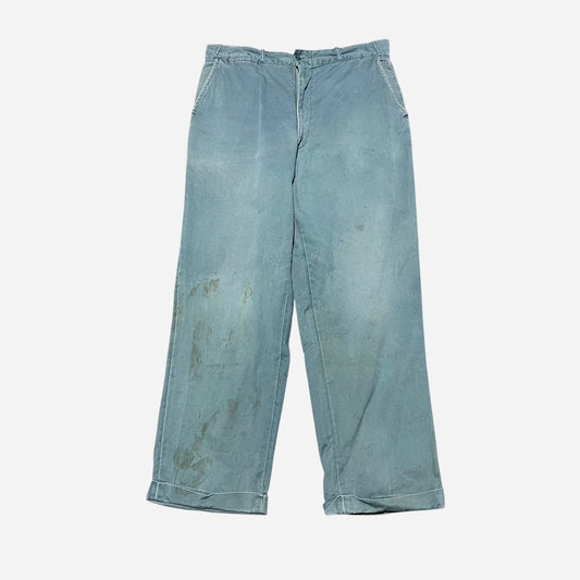 1960s Green sail cloth chino work pants (32w)