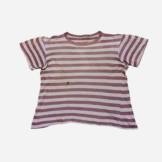 1940s Striped boxy light cotton t shirt (M)