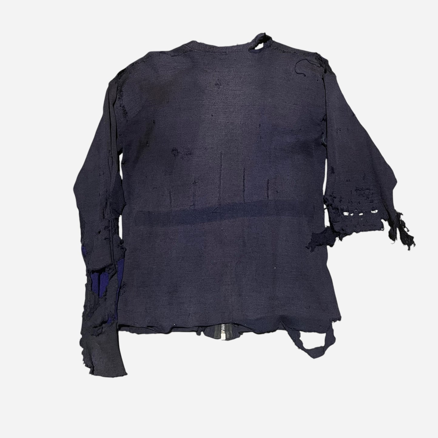 1930s 1940s Purple/navy wool zip up cardigan (S)