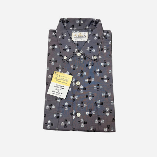 1960s NOS cotton pattern long sleeve shirt (M)