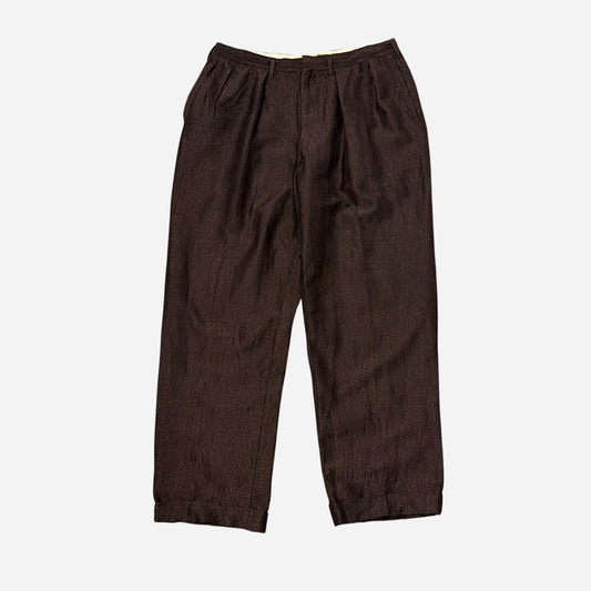 1940s Brown fleck pattern lightweight wool/cotton blend pleated pants (33w)