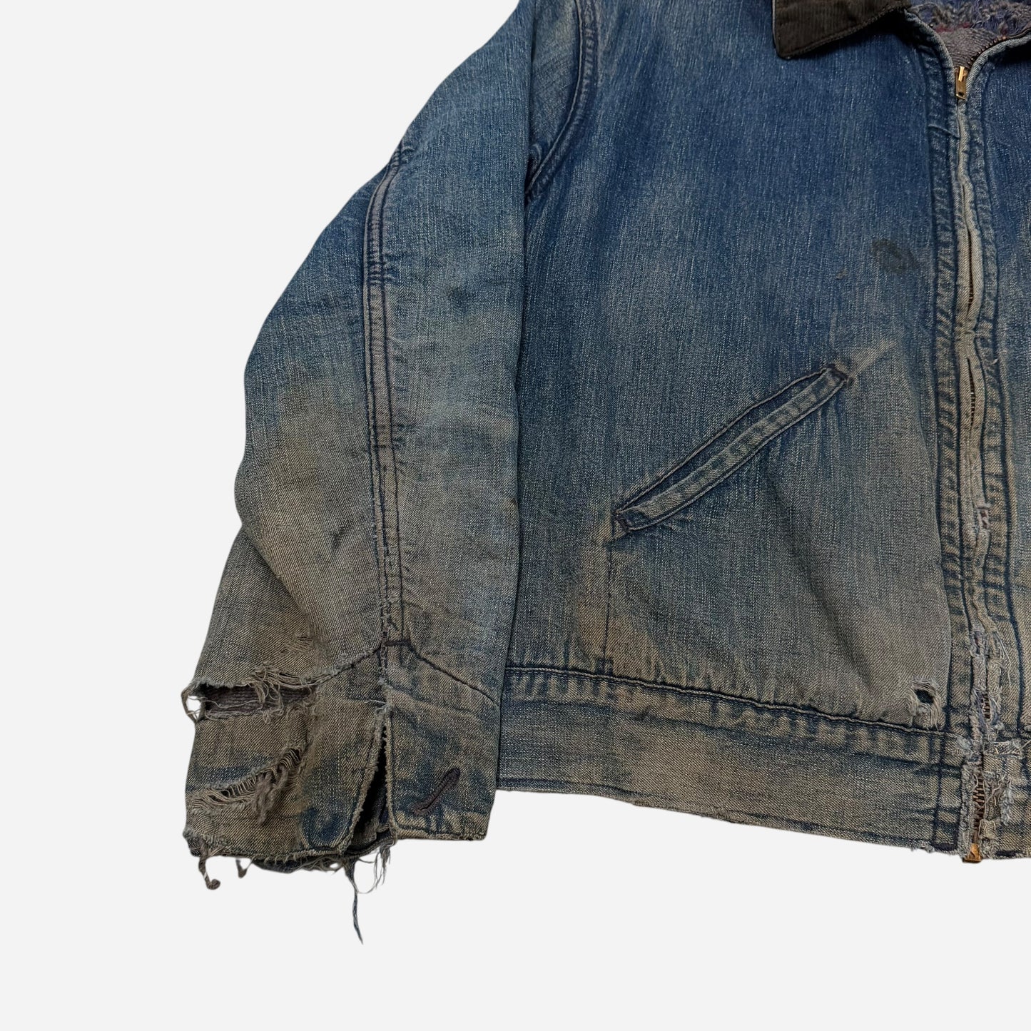 1960s Cropped denim work jacket honey combing (M/L)