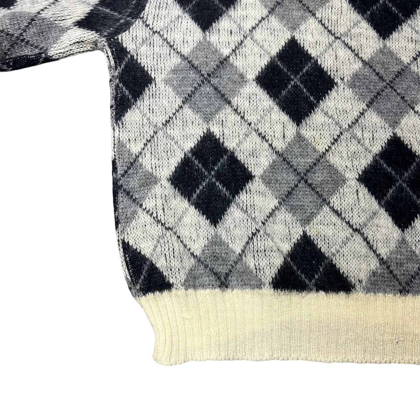 1970s Jantzen black & grey plaid mohair sweater (XL)