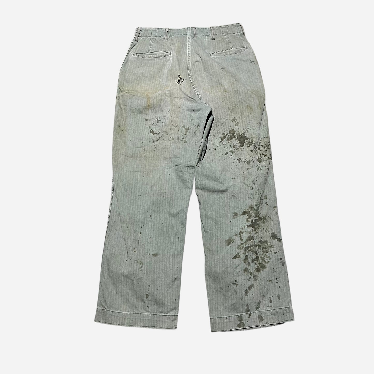 1940s US army 13 star button fly green hbt pants (32w)