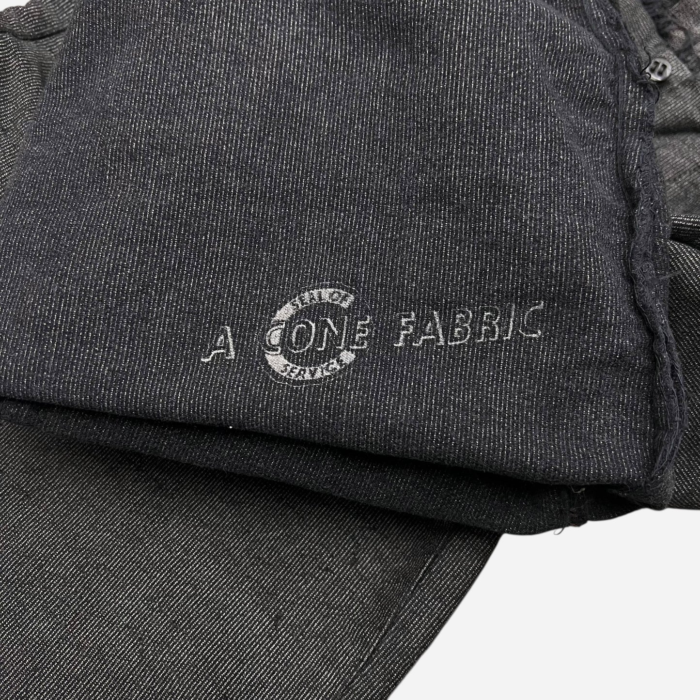 1950s Cone salt & pepper moleskin black button fly work pants (34w)