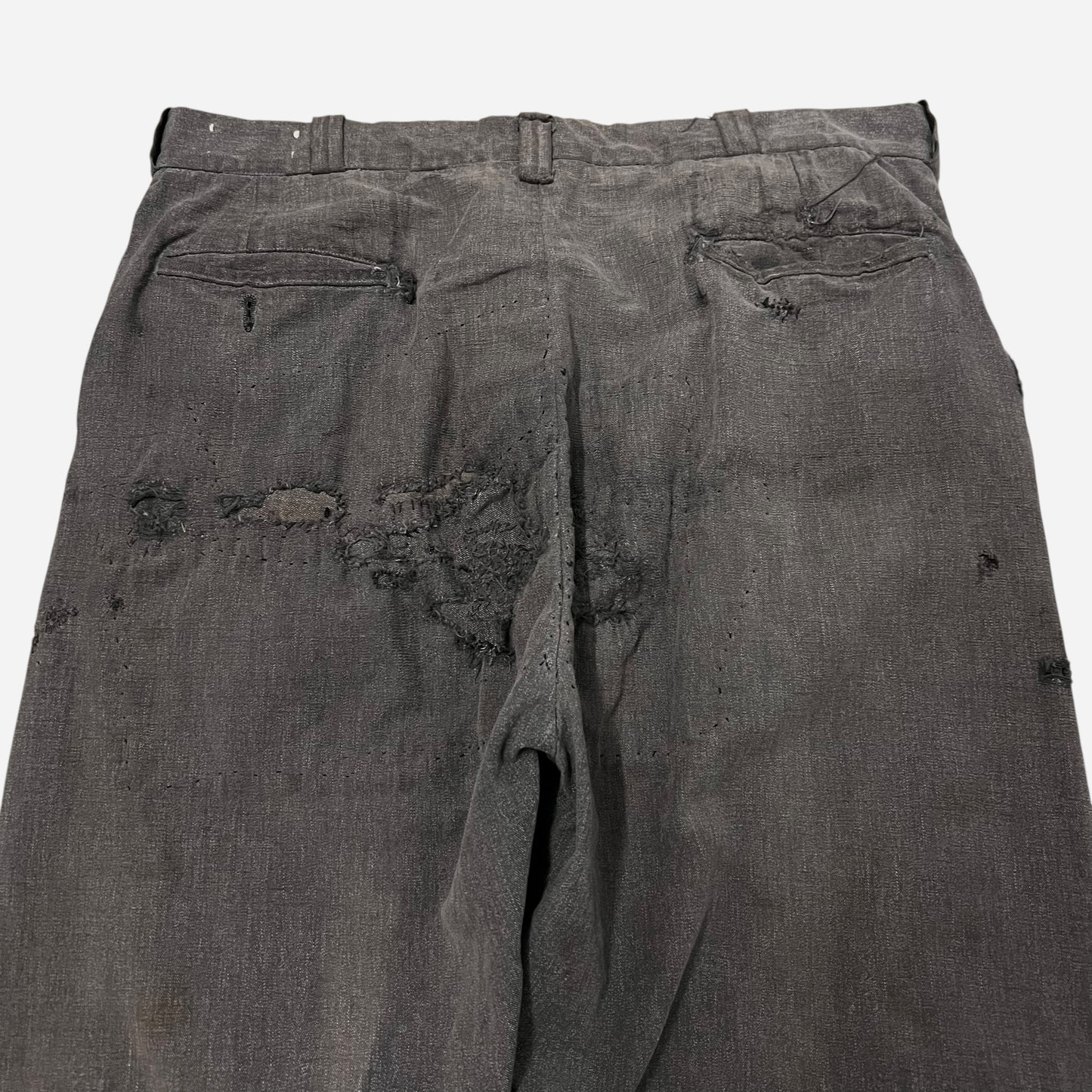 1950s Big Mac heavily repaired salt & pepper work pants (35w)