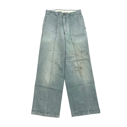 1950s Green sail cloth chino work pants (29w)