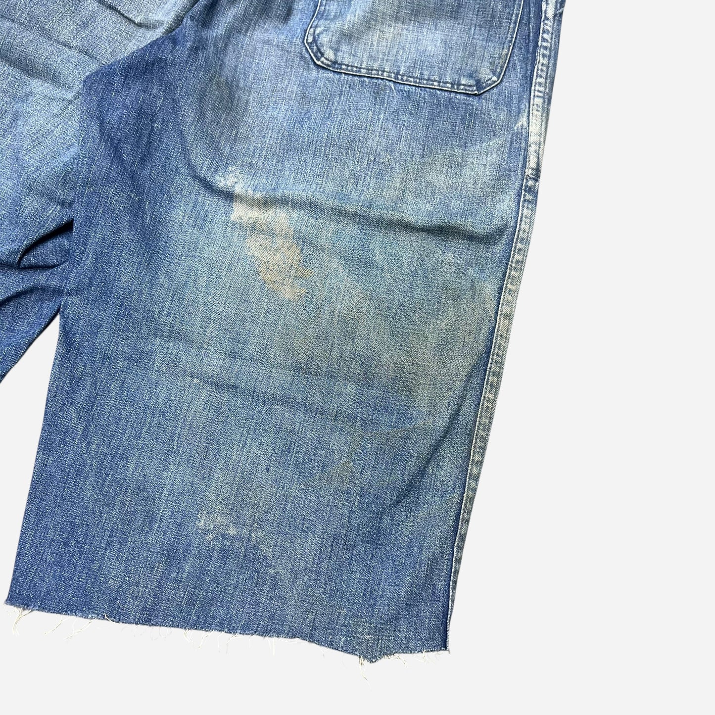 1940s WWII USN cut off fatigue pocket denim shorts (31w)