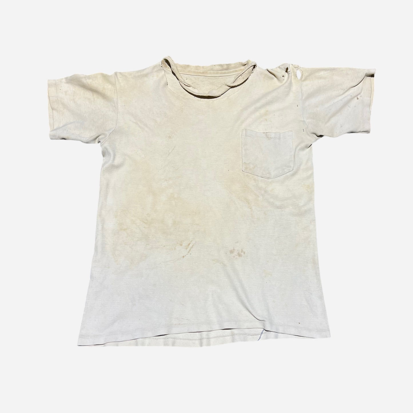 1950s White cotton one pocket t shirt (M)