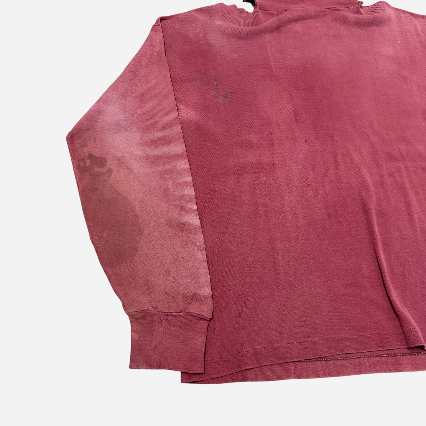 1940s Red sun faded farmer overall strap fade mock neck cotton shirt (L)