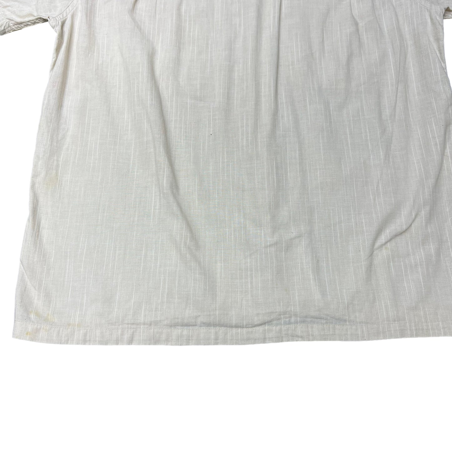 1950s White pattern cotton loop collar shirt (M)