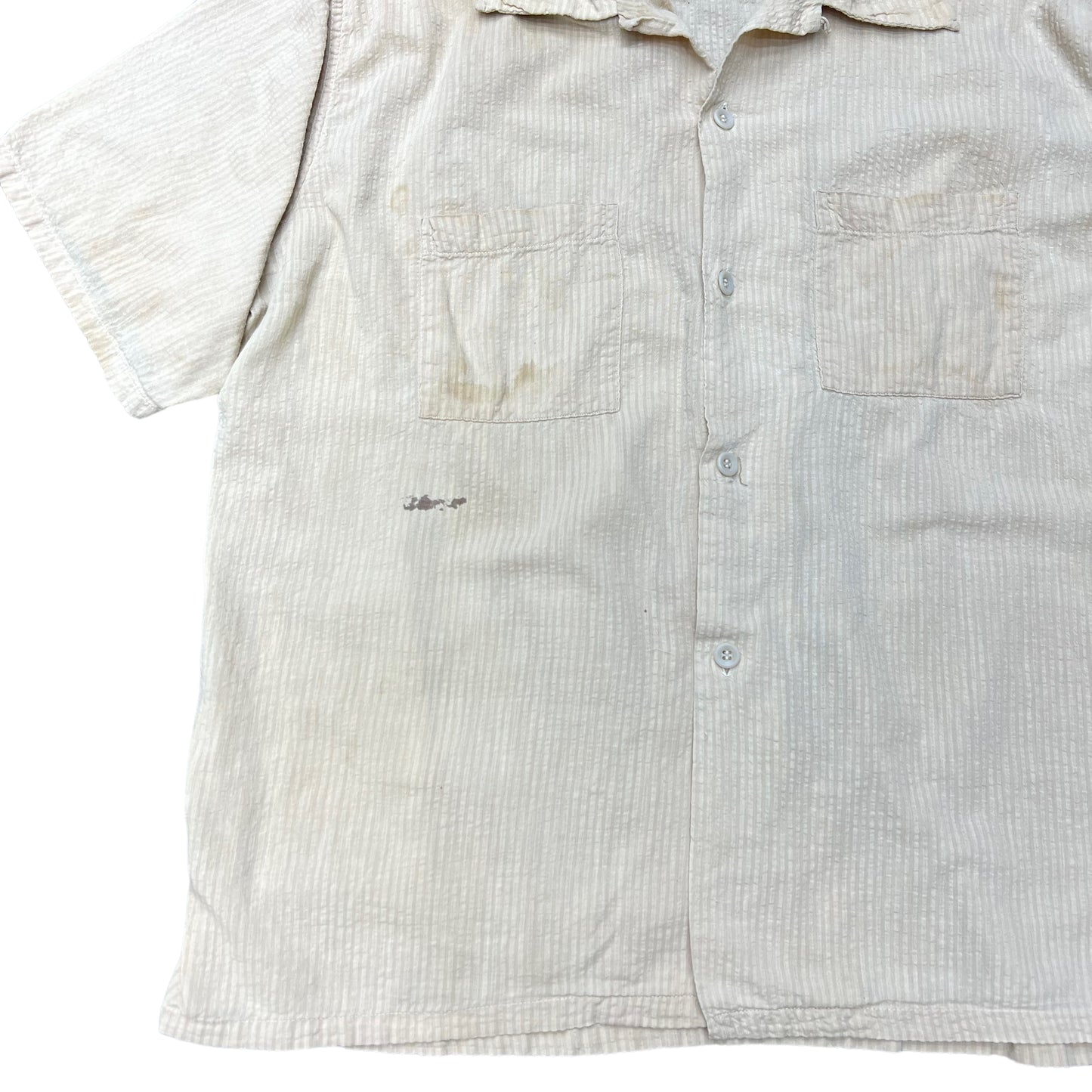 1950s Harper off-white seersucker loop collar shirt (L)