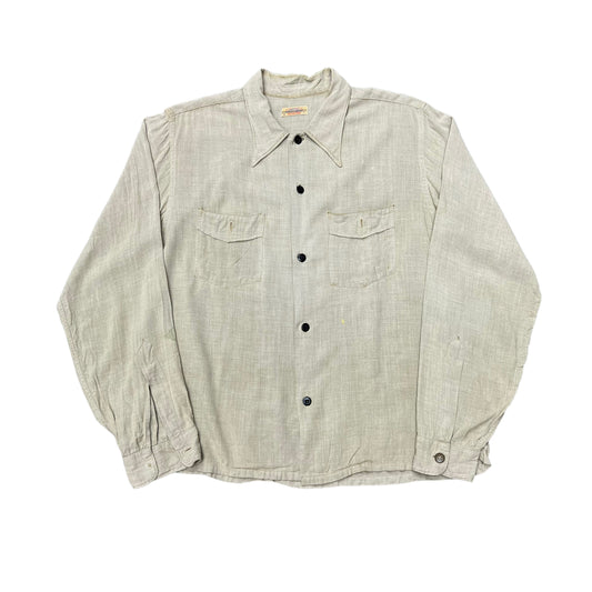 1940s Greenish rayon long sleeve shirt (M)