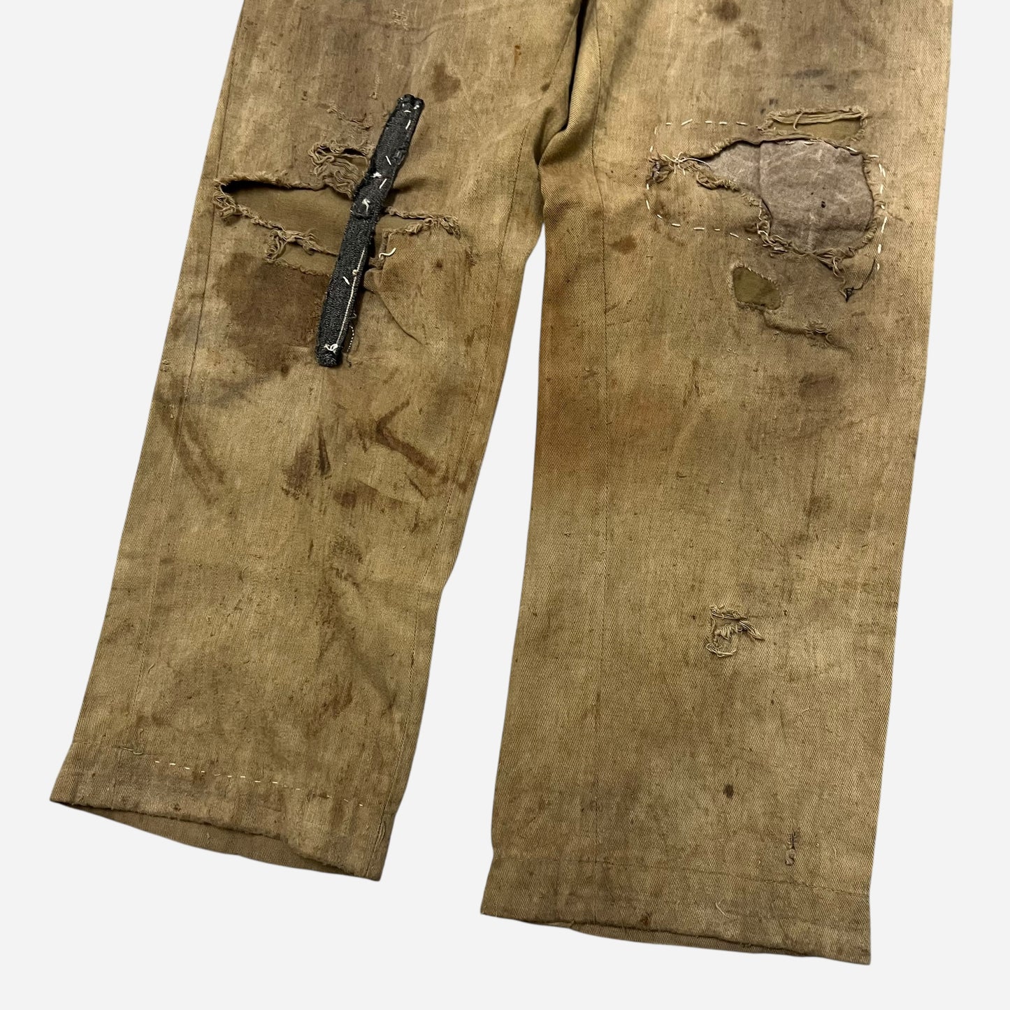 1920s Tan light cotton button fly pants (29w)