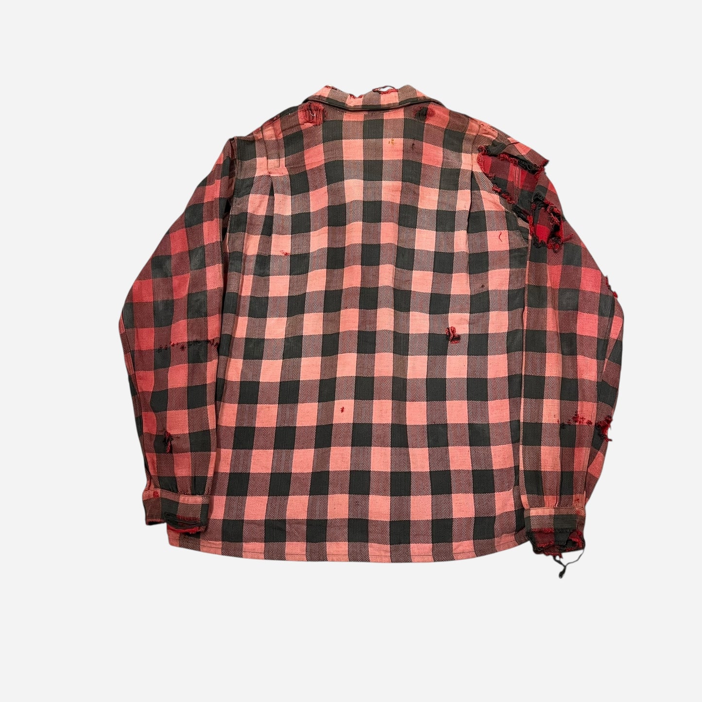 1950s Cotton black & red flannel loop collar shirt (L)