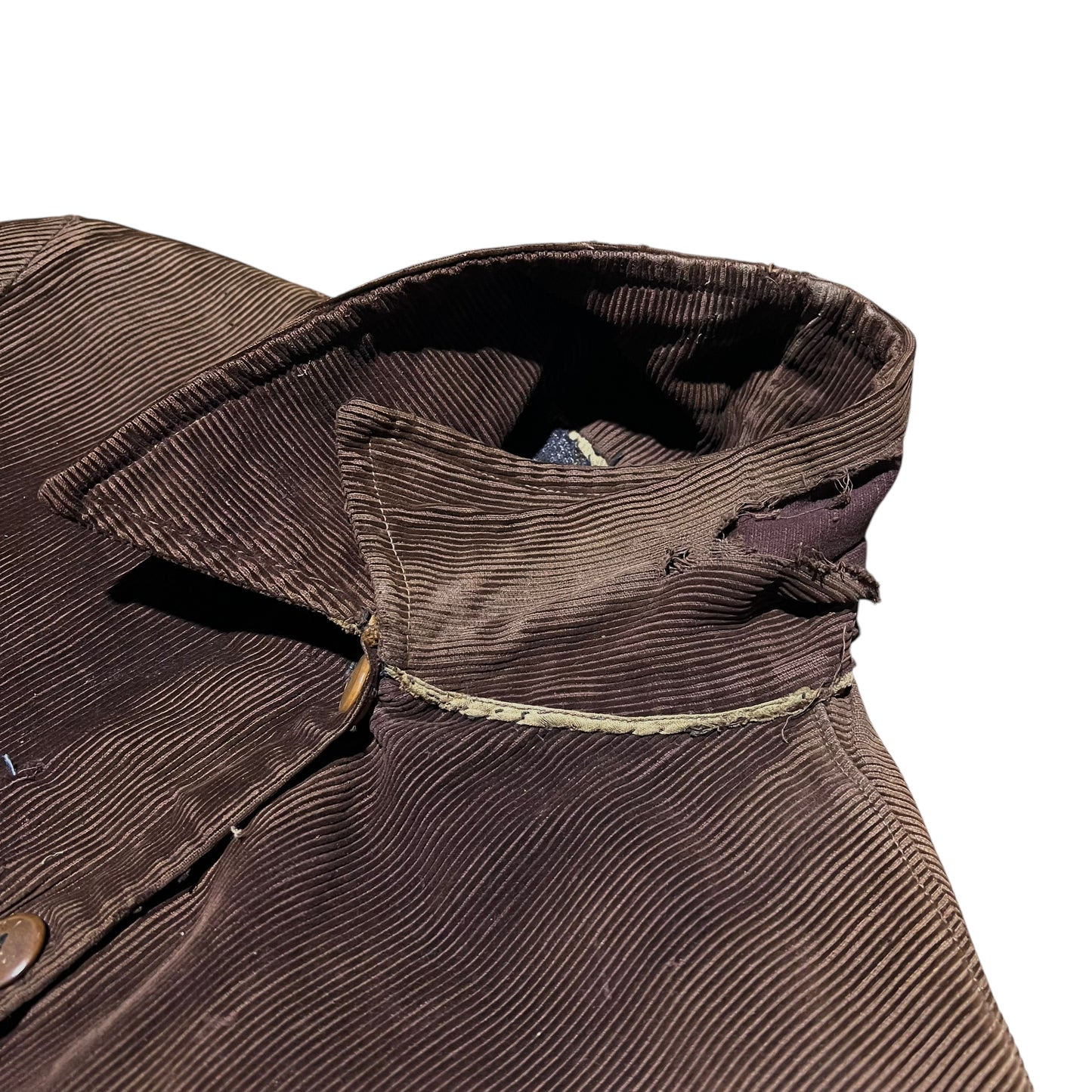 1930s Brown distressed sun faded corduroy work jacket (S/M)