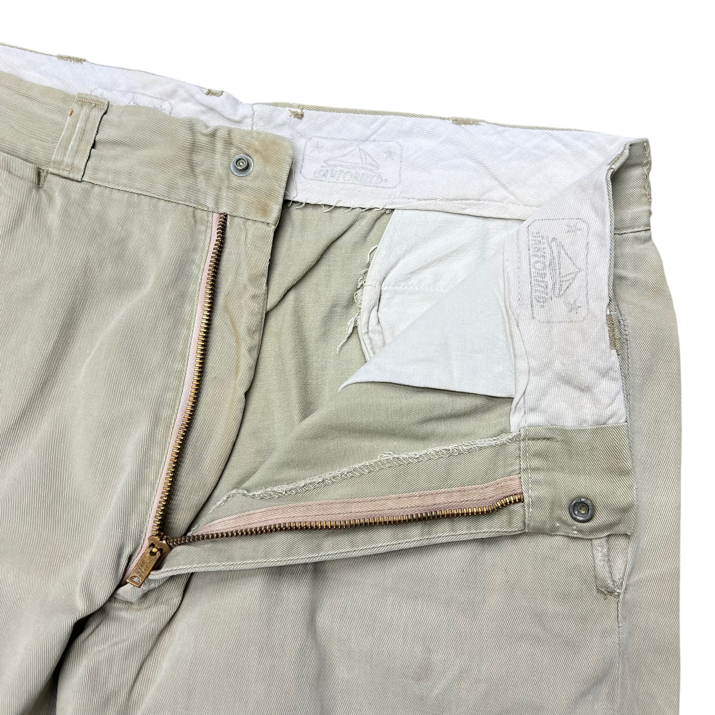 1950s Sail cloth khaki chino work pants (33w)