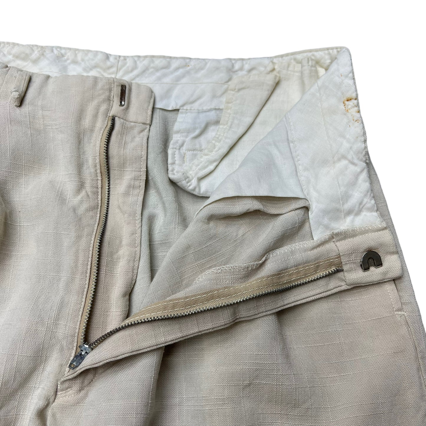 1940s Pleated white linen pants (31w)