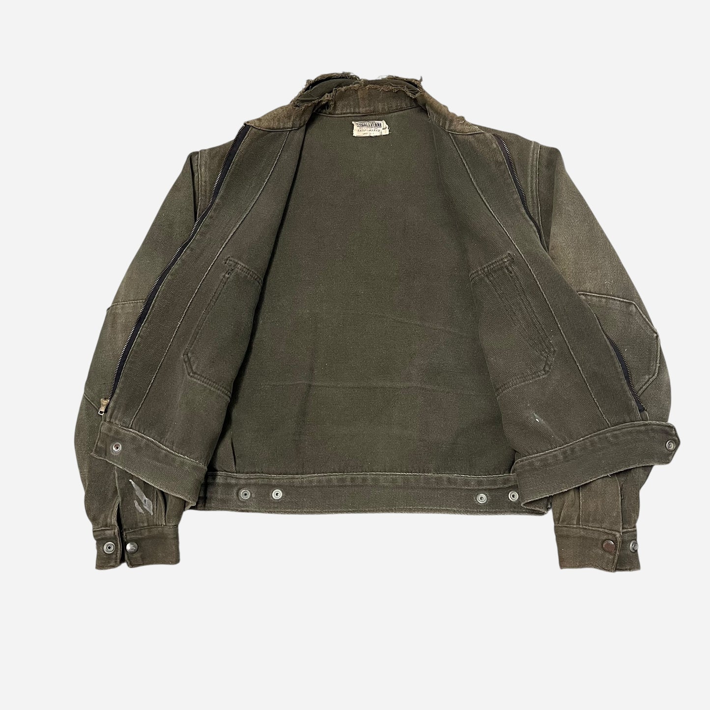 1940s Dubbleware green cotton whipcord cropped work jacket (L/XL)