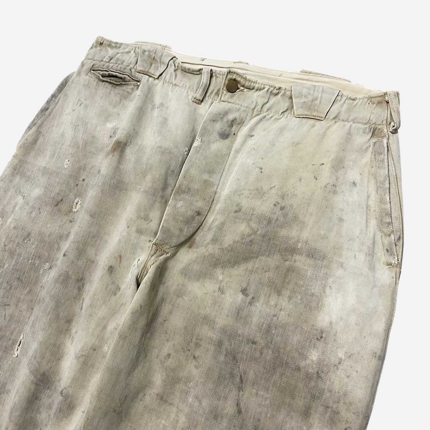 1930s Cream cotton button fly work pants (31w)