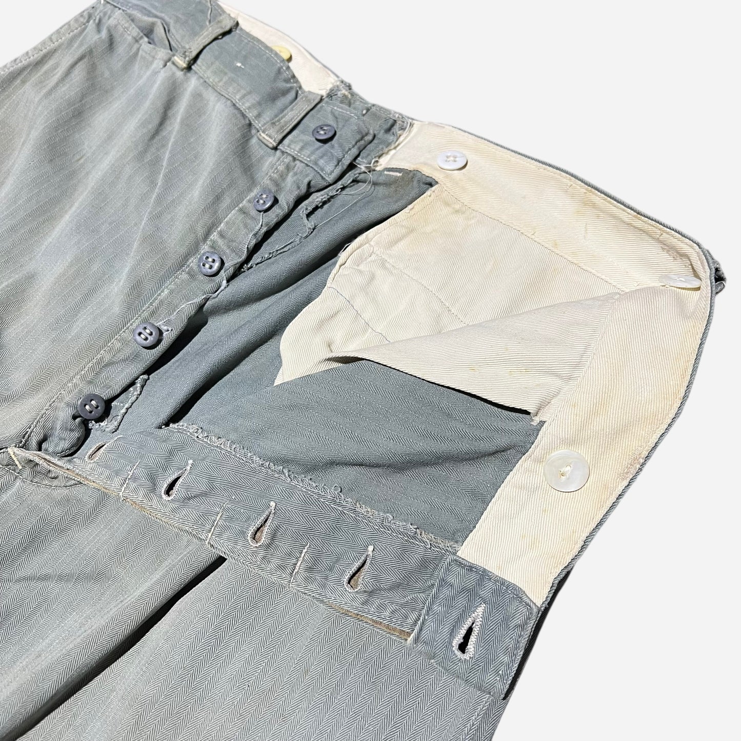 1940s Sweet Orr light green hbt button fly work pants (36w)