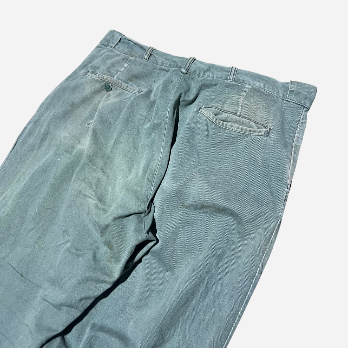 1960s Green sail cloth chino work pants (32w)