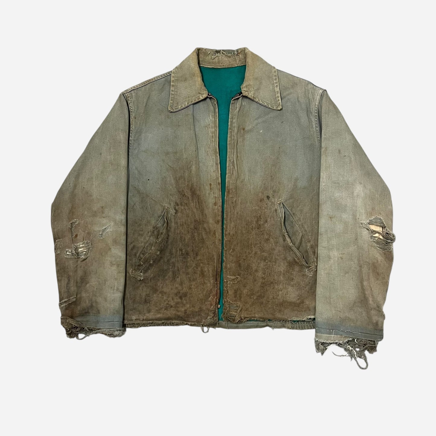 1950s Heavy cotton gray lined work jacket (M)