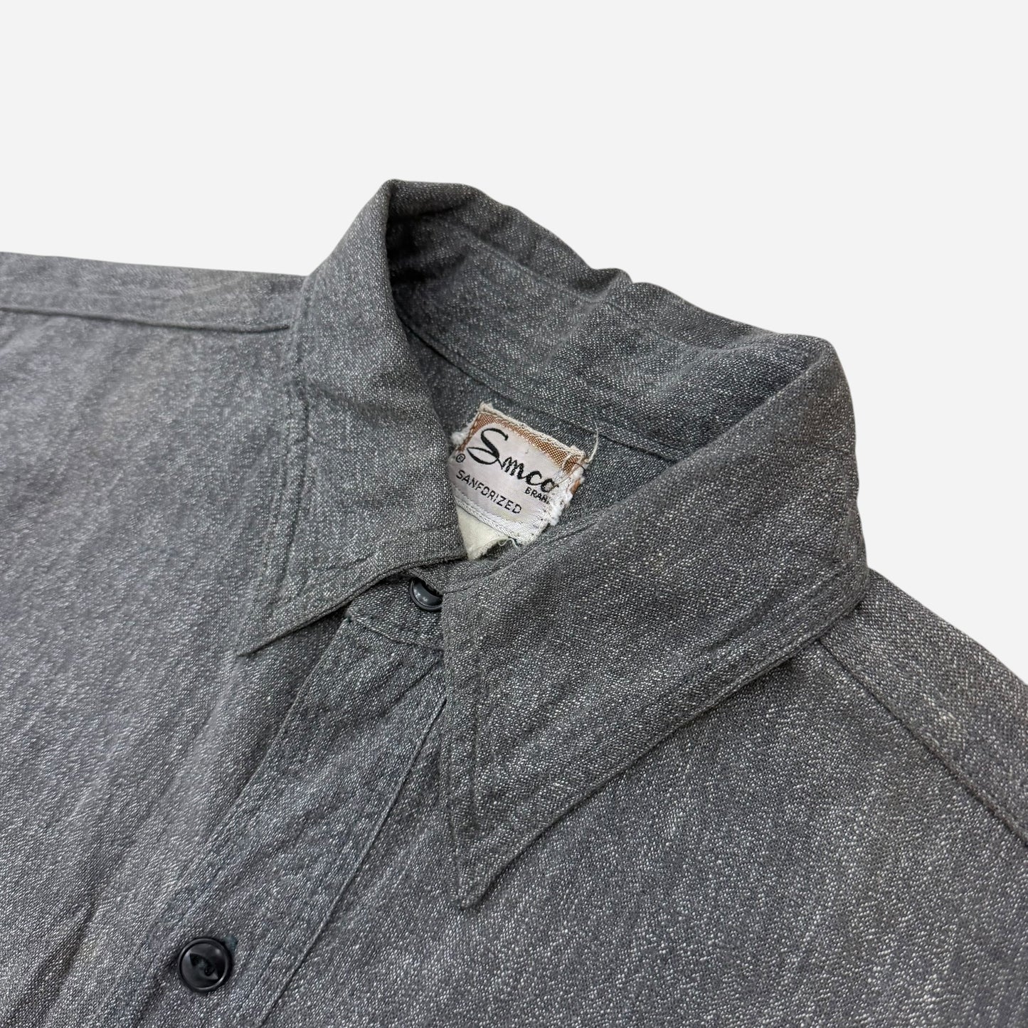 1960s Salt & pepper chambray work shirt (M)