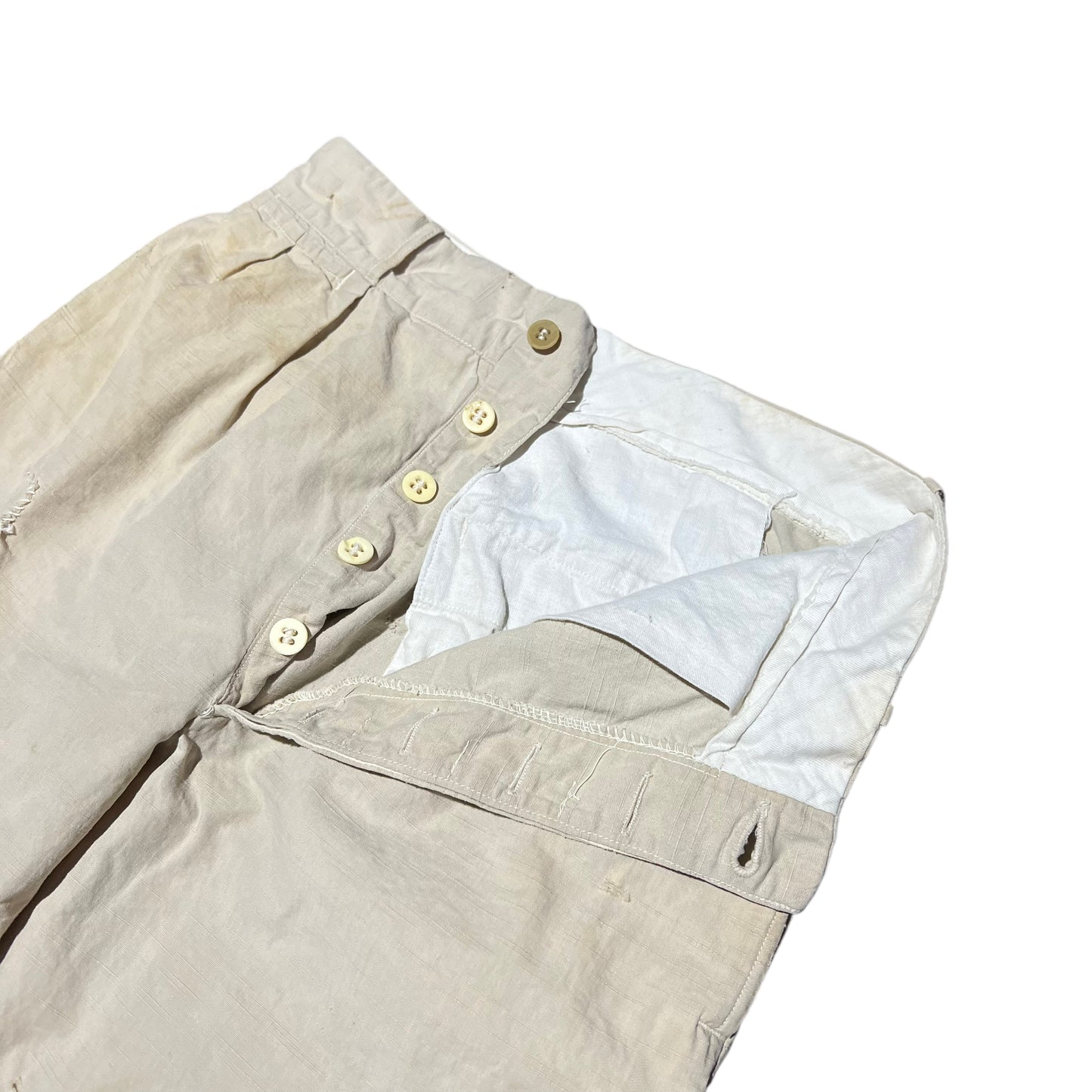 1930s 1940s Cotton fleck side clasp summer pants (26w)