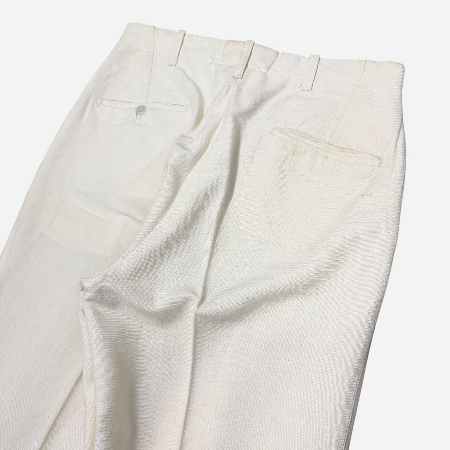 1930s Double button fly white cotton summer pants USN worn (30w)