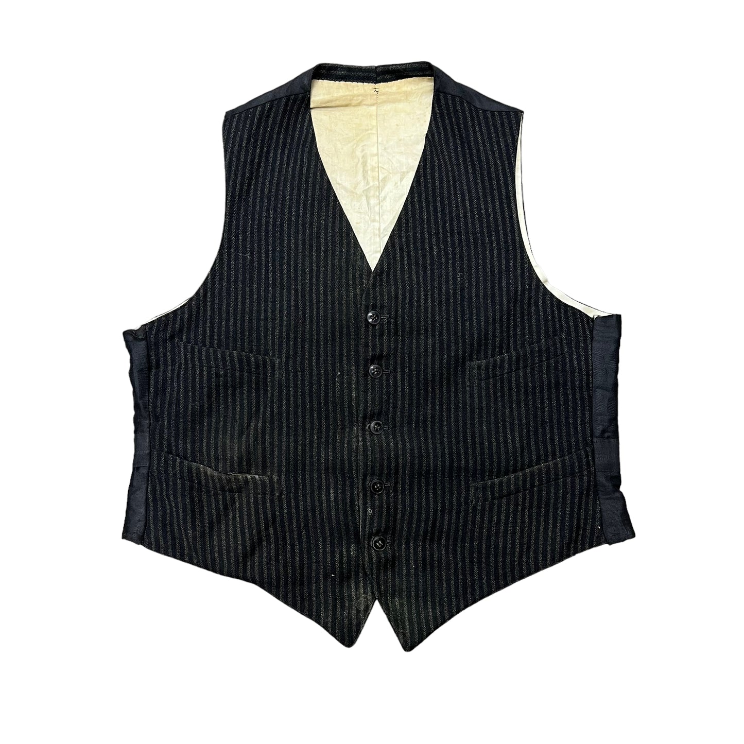 1920s Striped wool work suit vest (L)