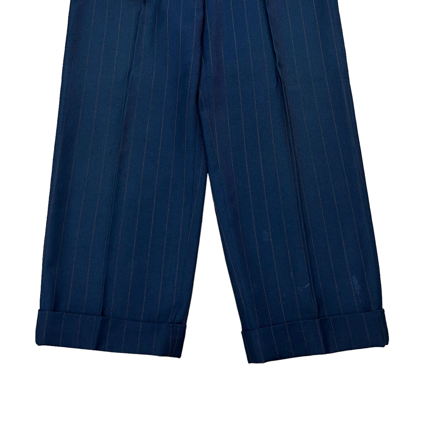 1950s Navy striped drop loop pleated trousers (30w)