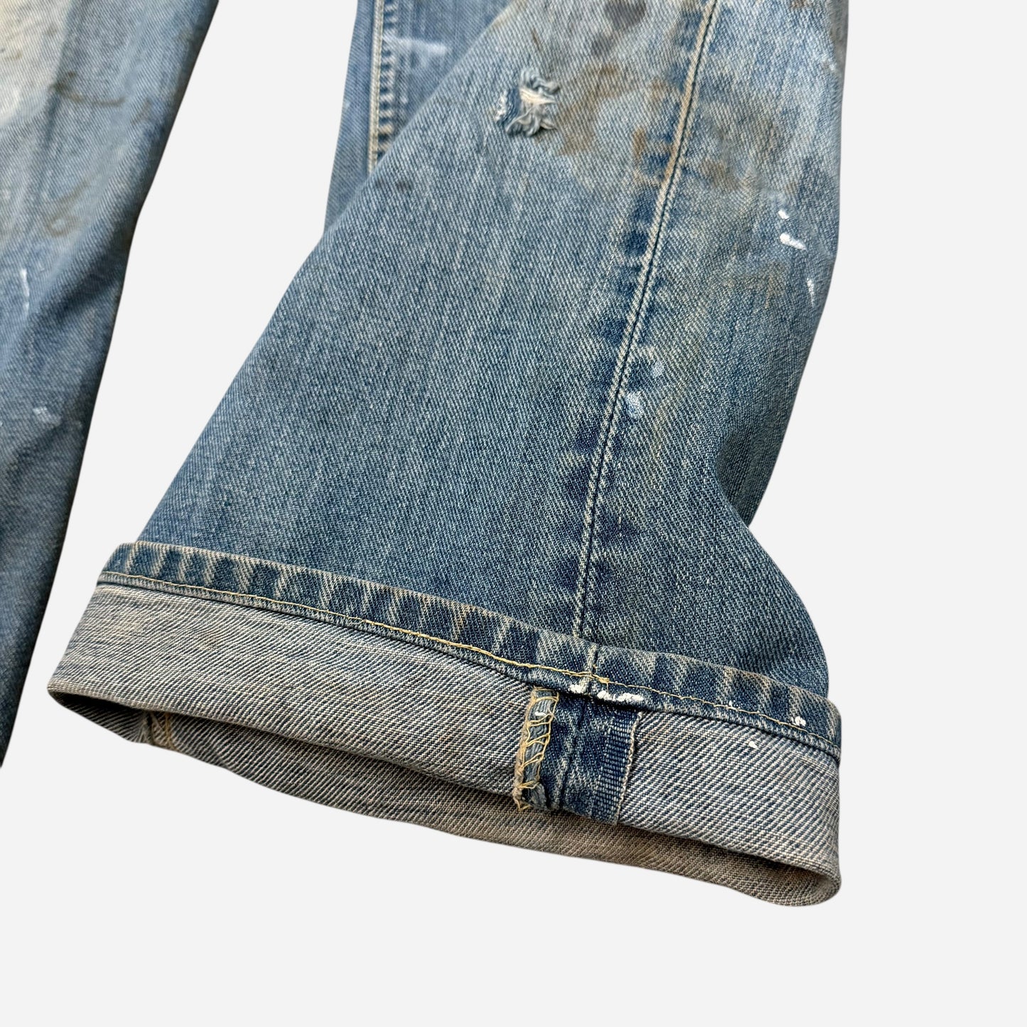 1960s Lee Riders paint splattered half selvedge jeans (32w)