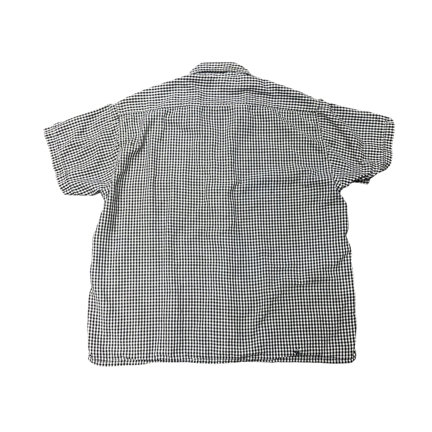 1950s Black and white checkered cotton loop collar shirt (M)