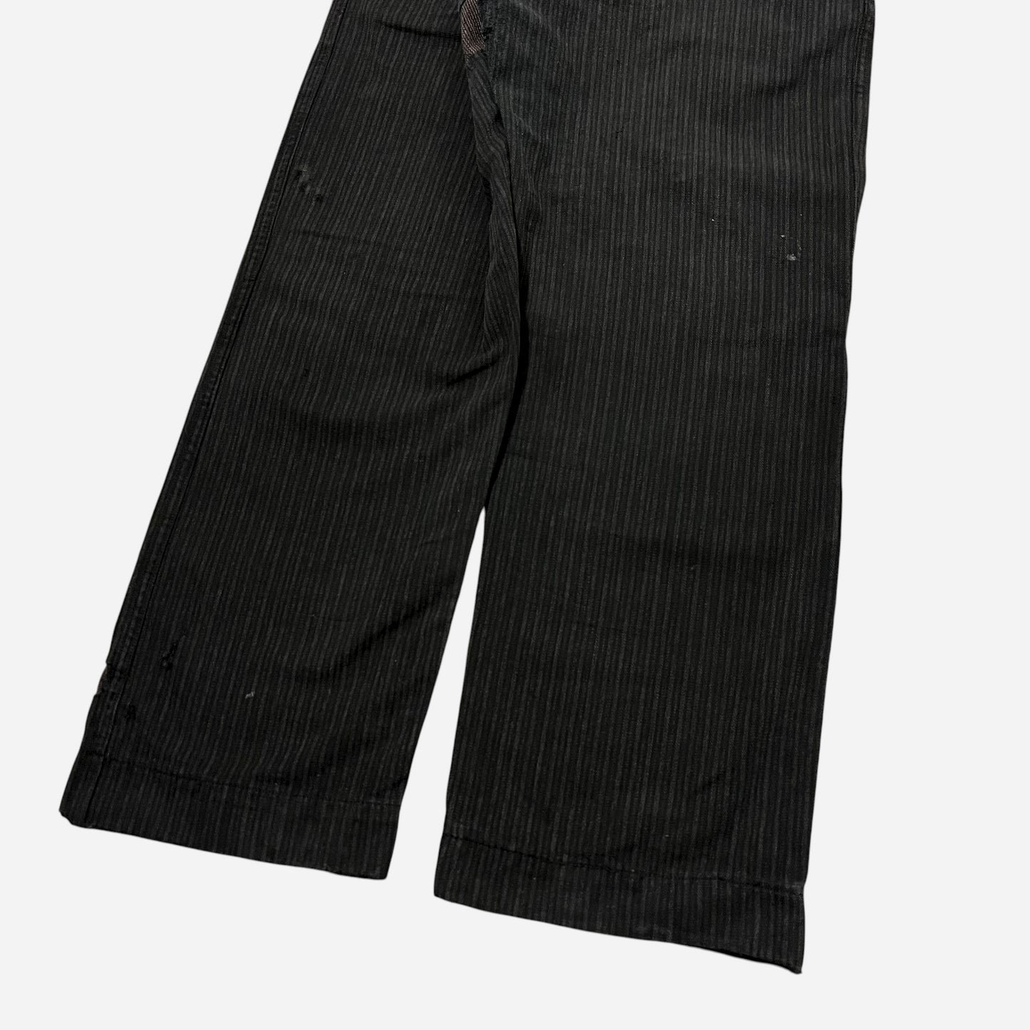 1930s Sweet Orr cotton striped salt & pepper heavily repaired pants (30w)