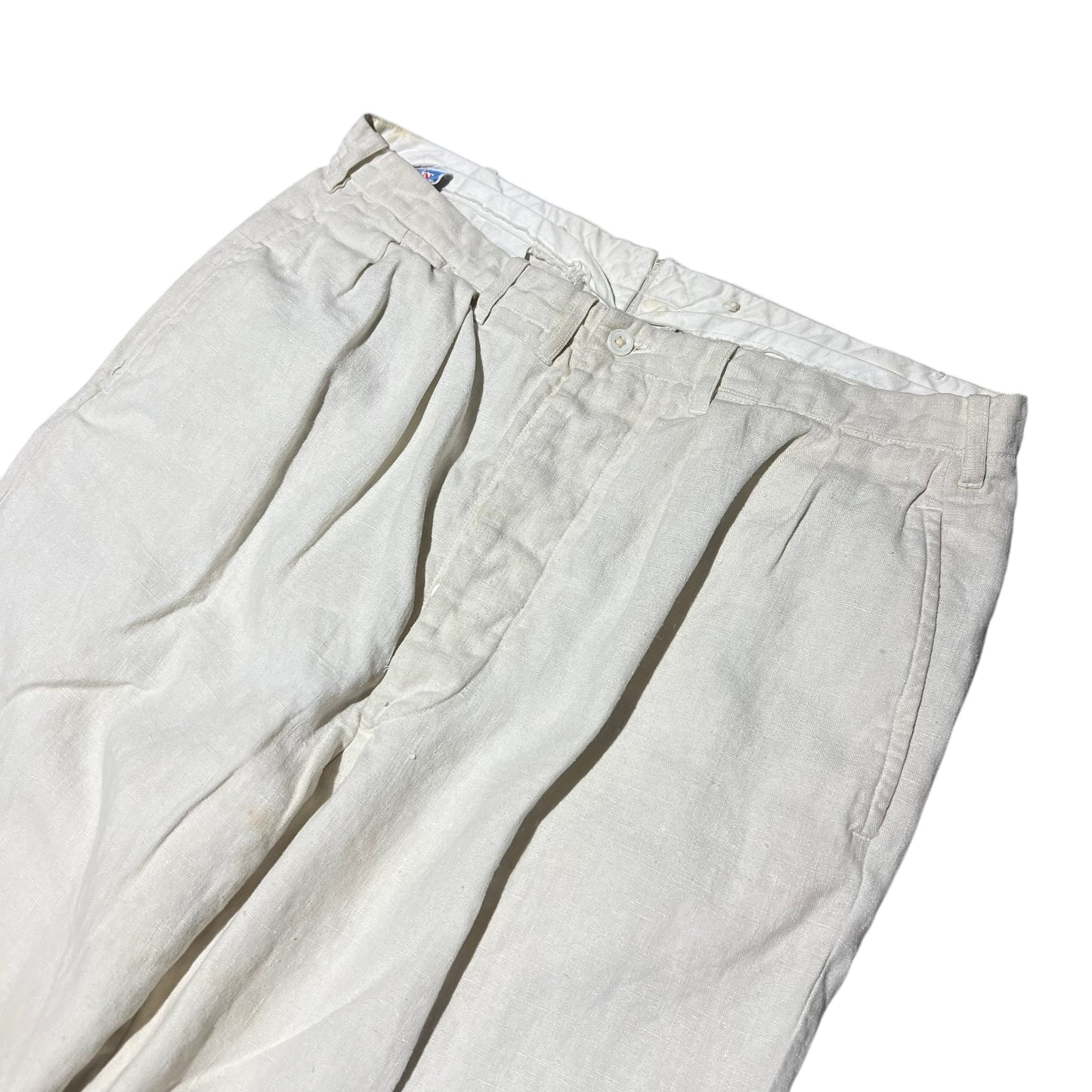 1930s Happy Man white linen pleated pants (29w)