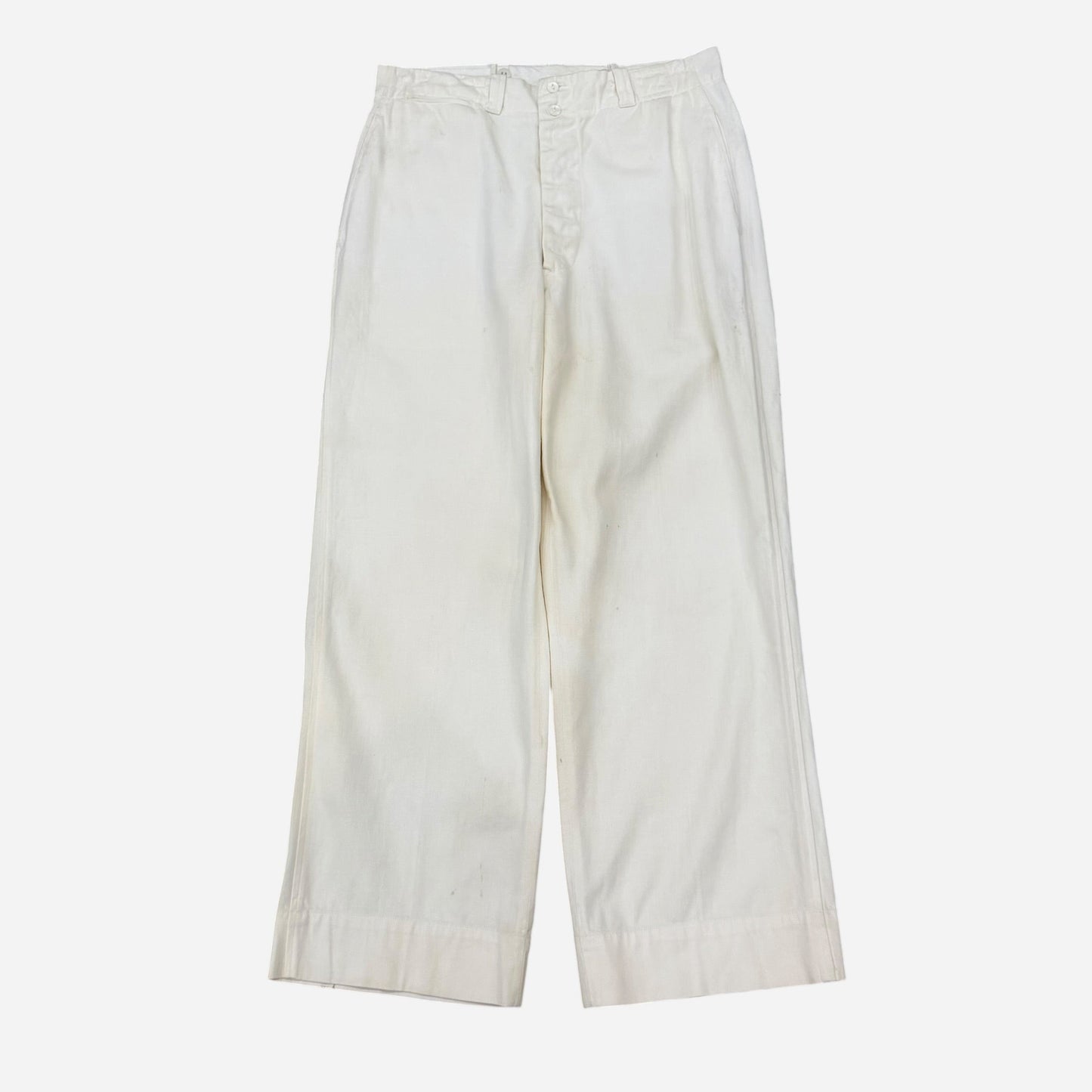 1940s US Navy white cotton double button pants (32w)