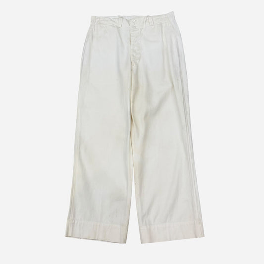 1940s US Navy white cotton double button pants (32w)