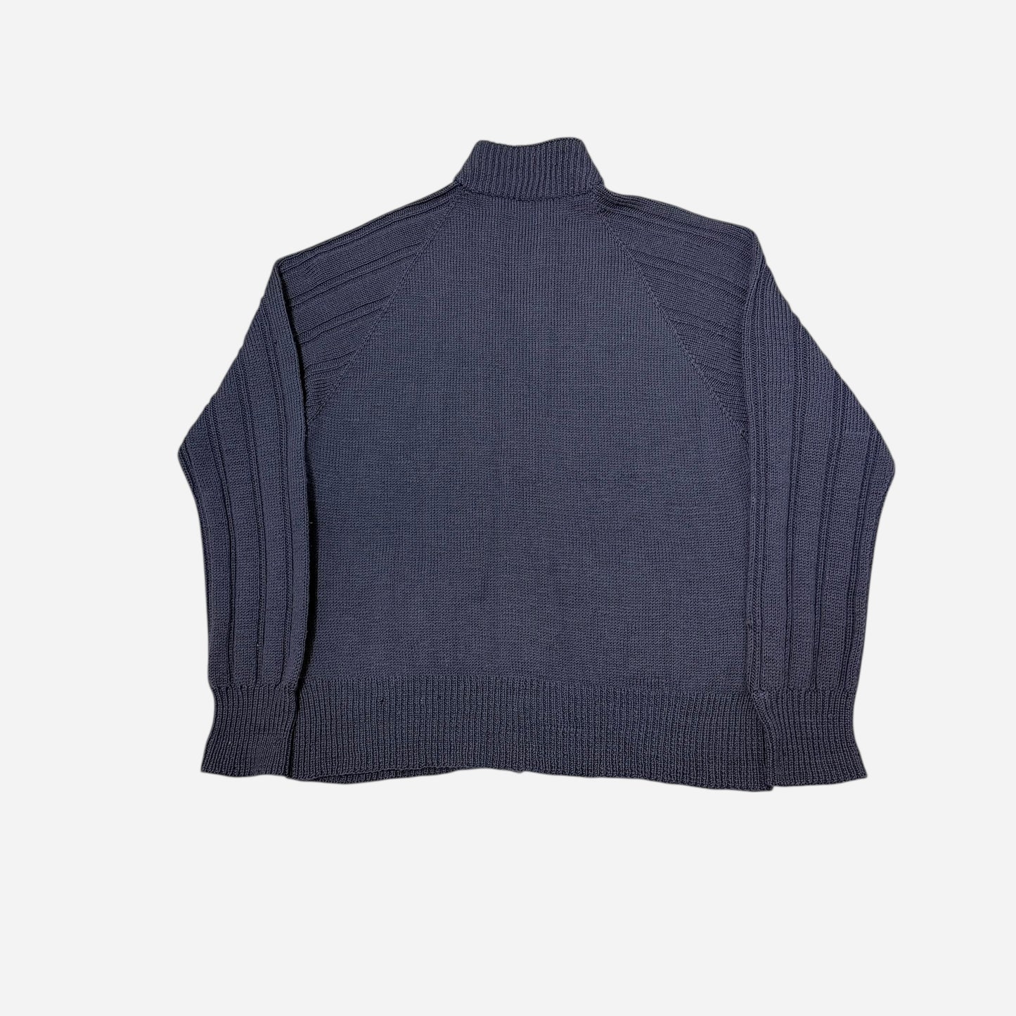 1930s 1940s Light blue ribbed wool talon zip up cardigan (L/XL)